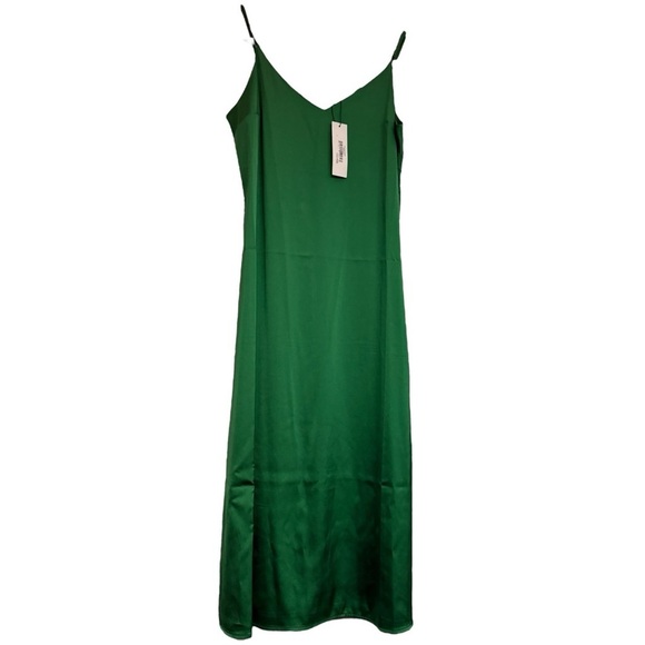 The Drop Anas Slip Dress Emerald Green Satin Midi – Size Small – New With Tags - Picture 2 of 7